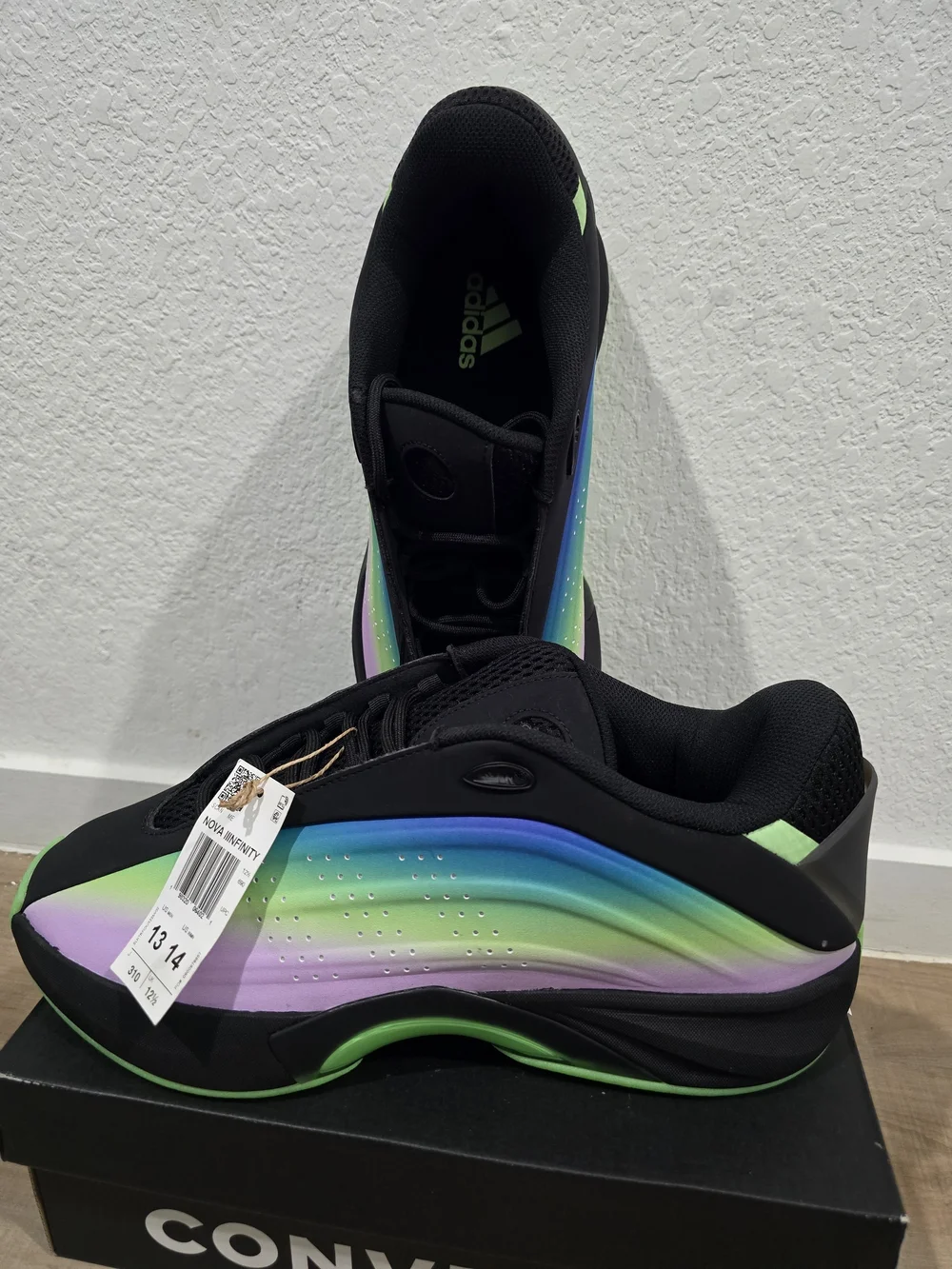 Men's Adidas Nova Gradient Wave Sneakers - Black with Green, Blue & Purple